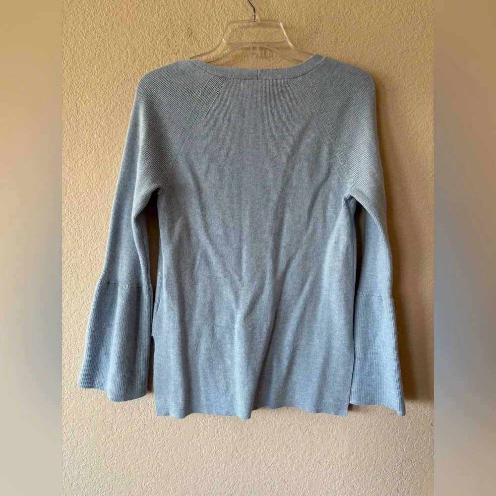 J. Crew Peplum Bell Sleeve‎ V Neck Sweater Powder Blue Wool Blend Small Cozycore